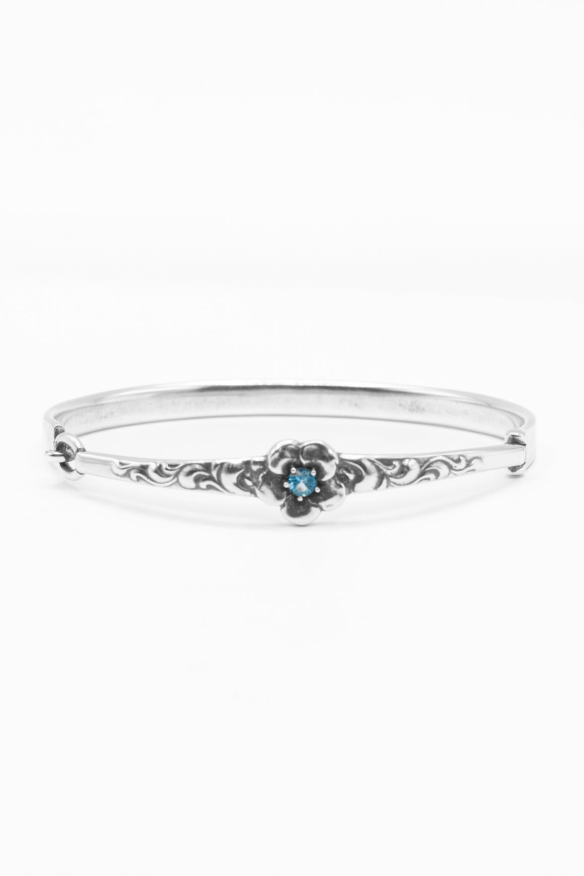 Petal Bangle Bracelet with Swiss Blue Topaz